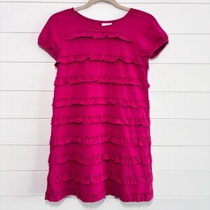 HANNA ANDERSSON PRETTY PINK KNIT SS RUFFLES DRESS GIRLS size 140 / 10year old